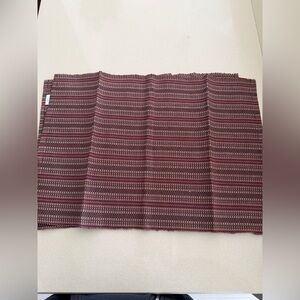 New Set 8 Woven Striped Placemats 19.5” x 13” | Boho Rustic Burgundy Table Mats